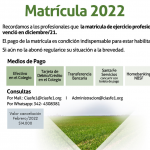 Matrícula con valor febrero 22