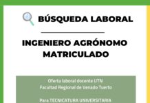 Búsqueda Laboral UTN: Ingeniero Agrónomo Matriculado